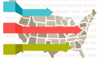 Map of the United States with arrows